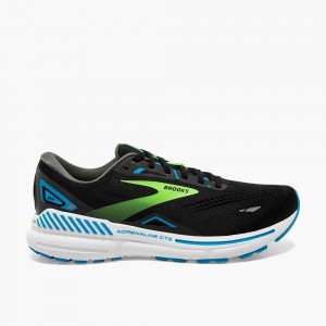 Men Brooks Adrenaline GTS 23 Walking Shoes Black / Green | KBCS12579