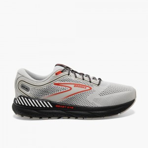 Men Brooks Beast GTS 23 Running Shoes Grey / Deep Red | NAGD60842