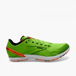 Men Brooks Draft XC Spikeless Cross Country Running Shoes Green / Red Orange / White | HKOQ53709