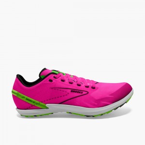 Men Brooks Draft XC Spikeless Cross Country Track Spikes Pink / Green / Black | ZFQU96824