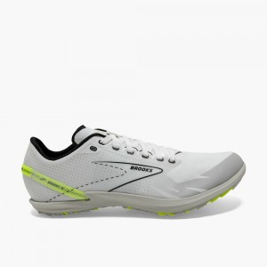 Men Brooks Draft XC Spikeless Cross Country Track Spikes White / Black | IBRD01365