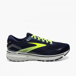 Men Brooks Ghost 15 Road Running Shoes Navy / Grey | OBVM38649