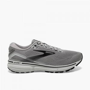 Men Brooks Ghost 15 Walking Shoes Grey / Light Green | LMHK84791