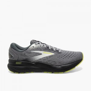 Men Brooks Ghost 16 Road Running Shoes Grey / Light Green | JOQM42617