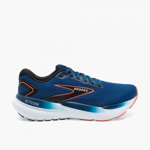 Men Brooks Glycerin 21 Walking Shoes Blue / Black | ZNVR49701