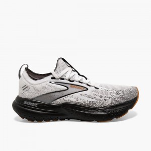 Men Brooks Glycerin StealthFit 21 Walking Shoes White / Grey / Black | RLKE94273