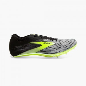 Men Brooks QW-K v4 Track Spikes Black / Grey | WQVK54018