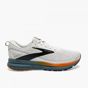 Men Brooks Trace 3 Running Shoes White / Orange / Blue | NLXM70261