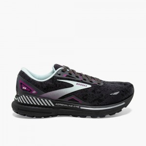 Women Brooks Adrenaline GTS 23 Running Shoes Black / Light Blue / Purple | PAME06578