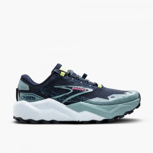 Women Brooks Caldera 7 Trail Running Shoes Navy / Light Green | IPNL59834