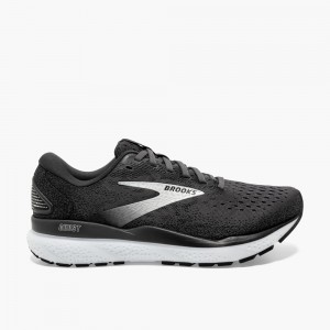 Women Brooks Ghost 16 Road Running Shoes Black / Grey / White | BEGF72913