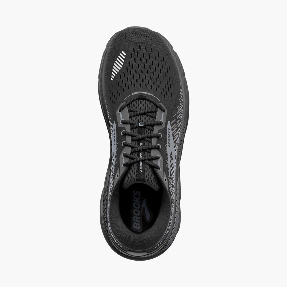 Men Brooks Addiction 15 Road Running Shoes Black / Black | HSGU45716