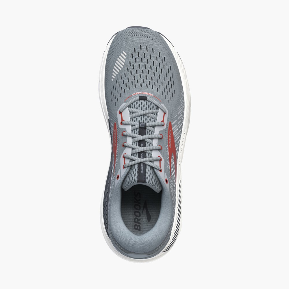 Men Brooks Addiction 15 Running Shoes Grey / Red | MWVX64530