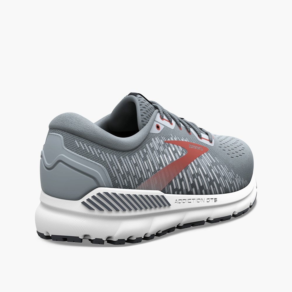 Men Brooks Addiction 15 Running Shoes Grey / Red | MWVX64530