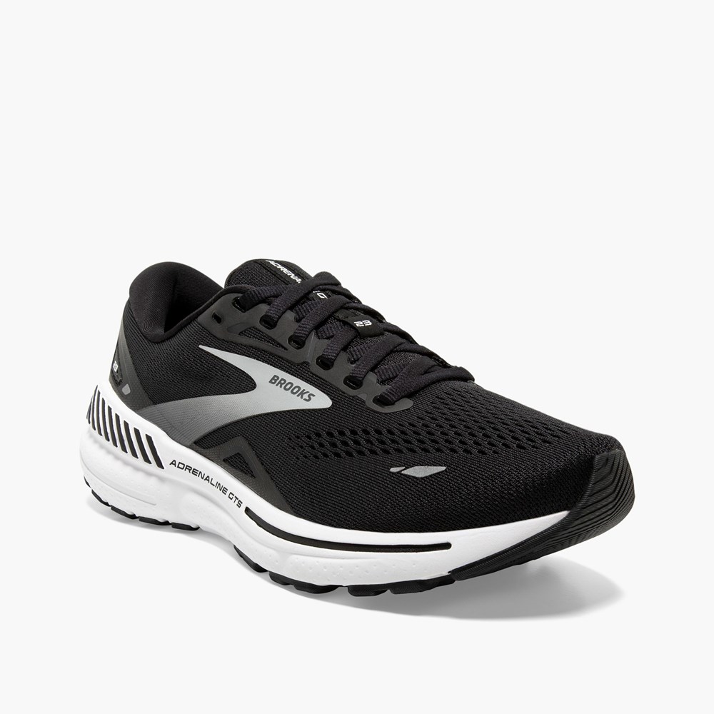 Men Brooks Adrenaline GTS 23 Road Running Shoes Black / White / Silver | PFJR45702