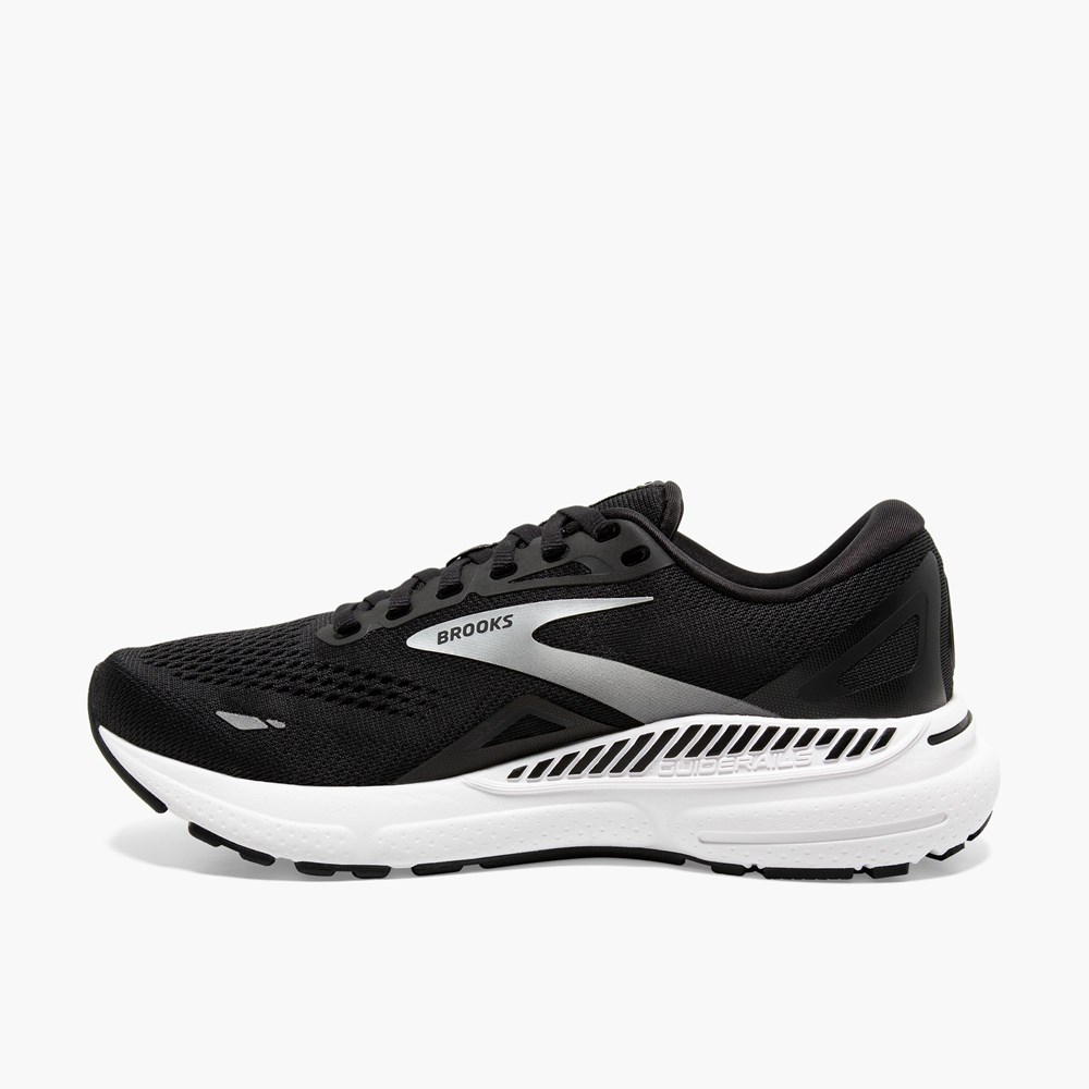 Men Brooks Adrenaline GTS 23 Road Running Shoes Black / White / Silver | PFJR45702