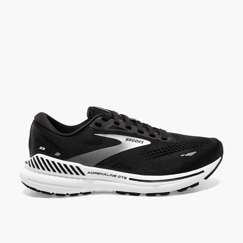 Men Brooks Adrenaline GTS 23 Road Running Shoes Black / White / Silver | PFJR45702