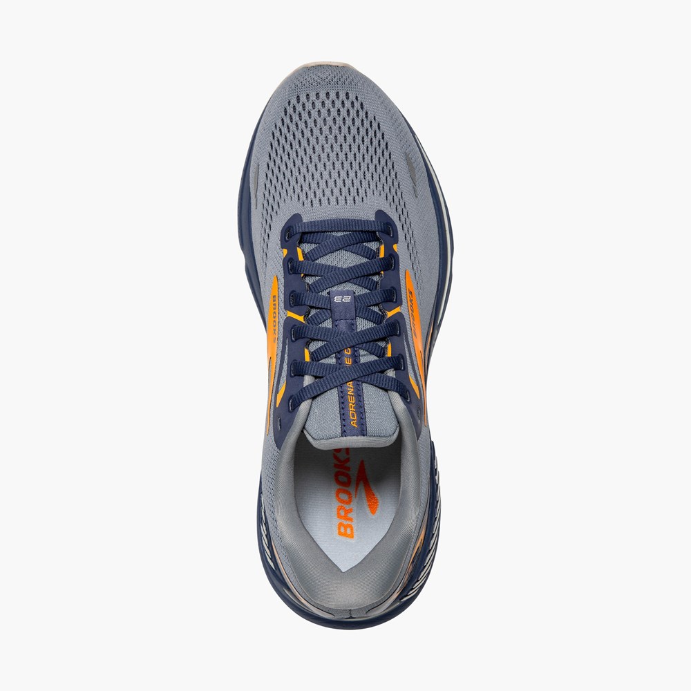 Men Brooks Adrenaline GTS 23 Running Shoes Grey / Blue / Orange | NDPO94103