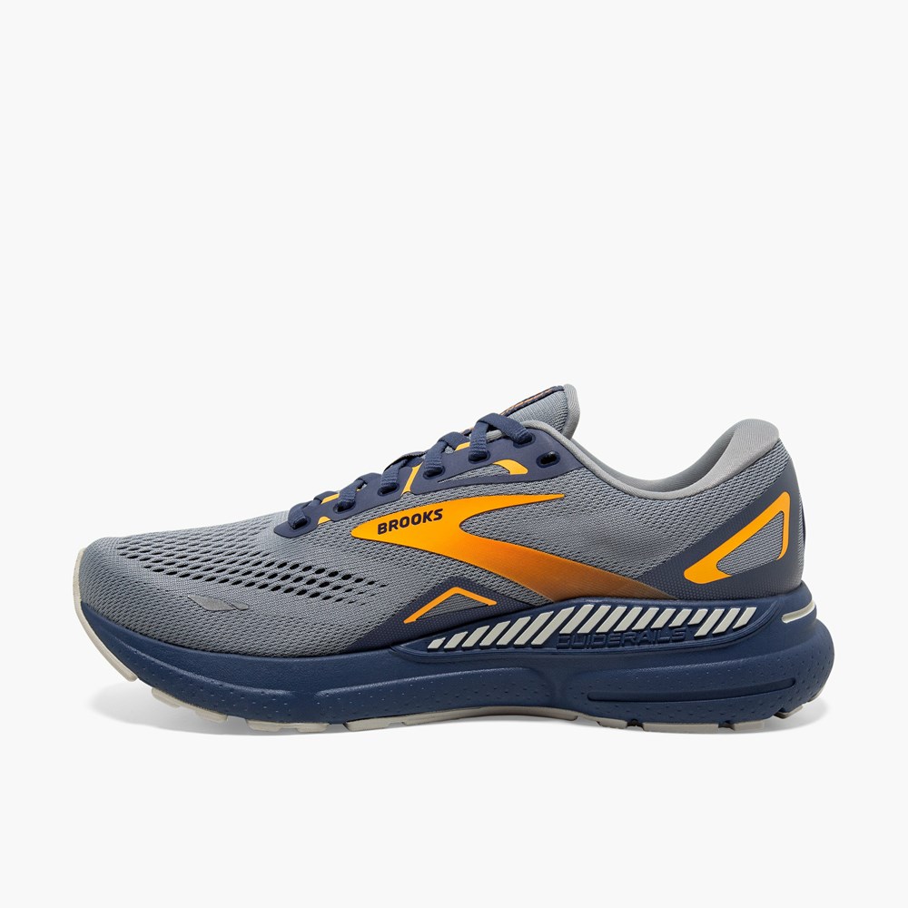 Men Brooks Adrenaline GTS 23 Running Shoes Grey / Blue / Orange | NDPO94103