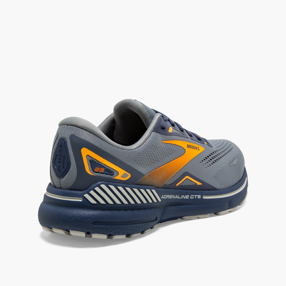 Men Brooks Adrenaline GTS 23 Running Shoes Grey / Blue / Orange | NDPO94103