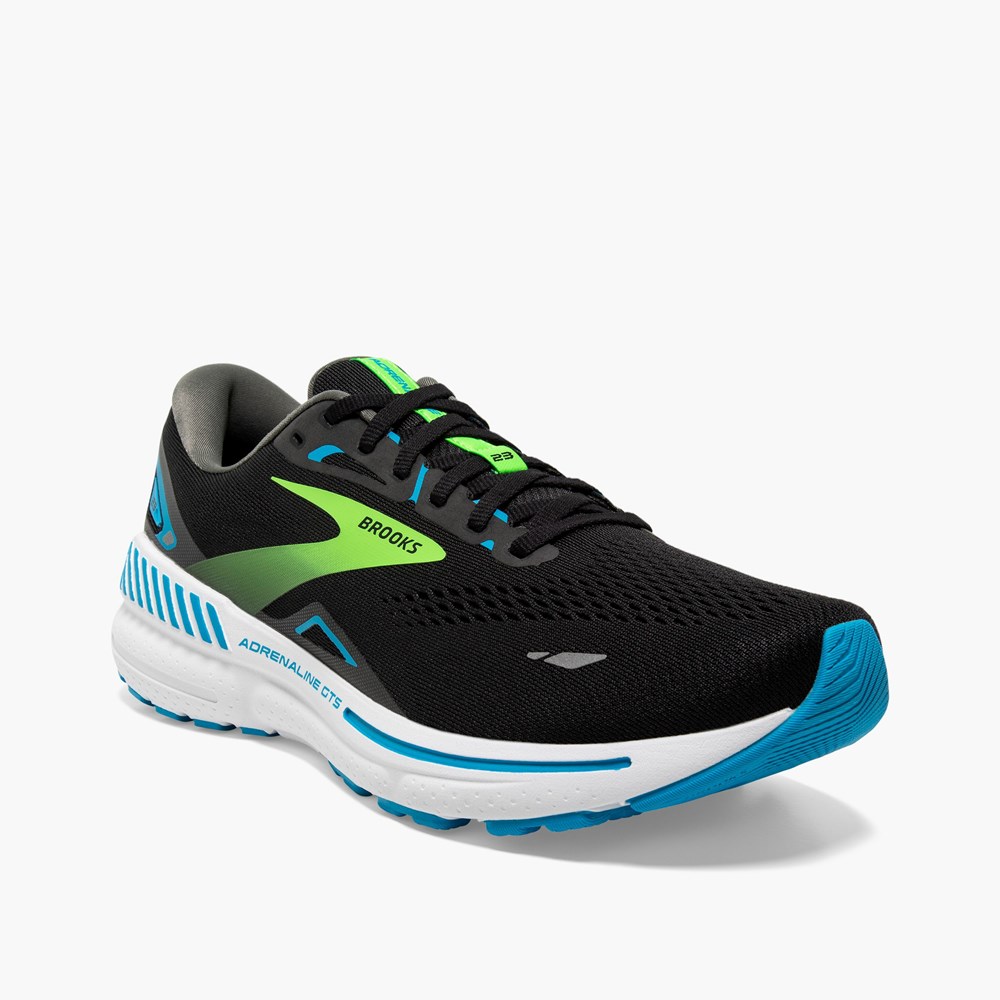 Men Brooks Adrenaline GTS 23 Running Shoes Black / Green | YOIF53069