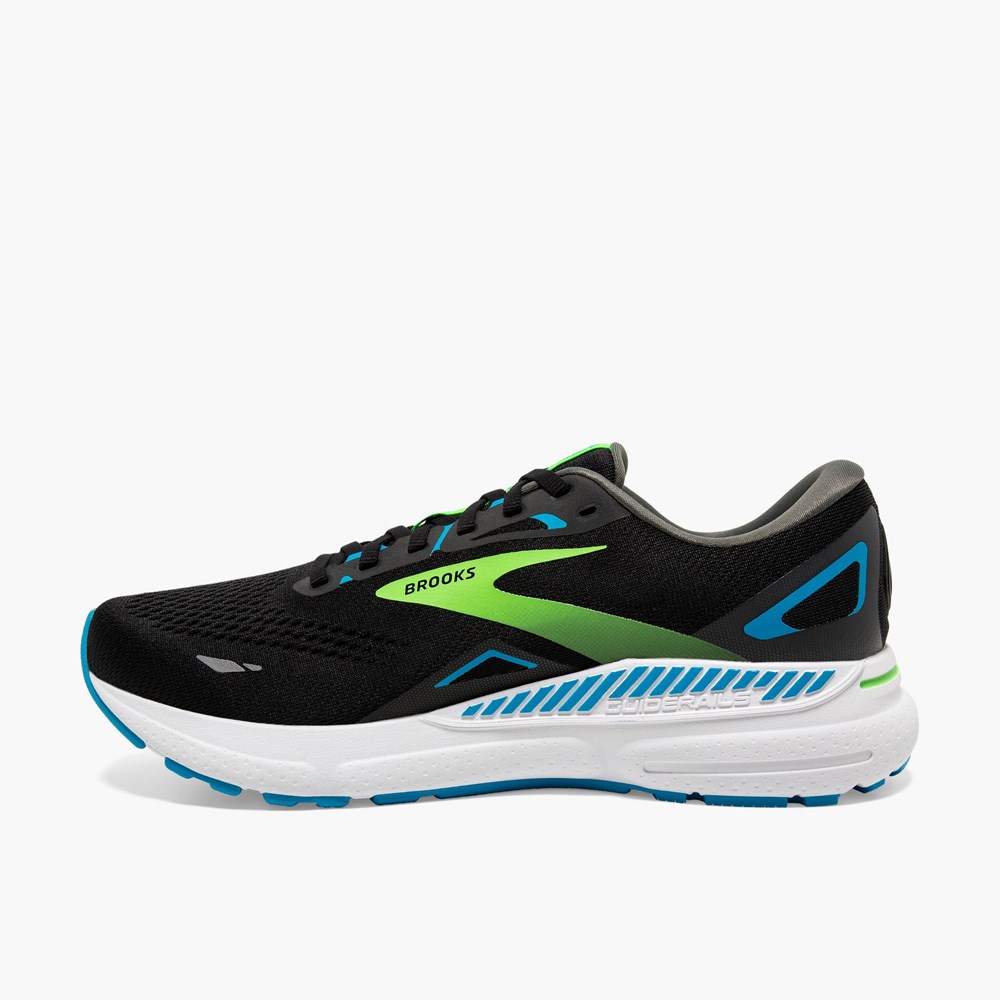 Men Brooks Adrenaline GTS 23 Running Shoes Black / Green | YOIF53069