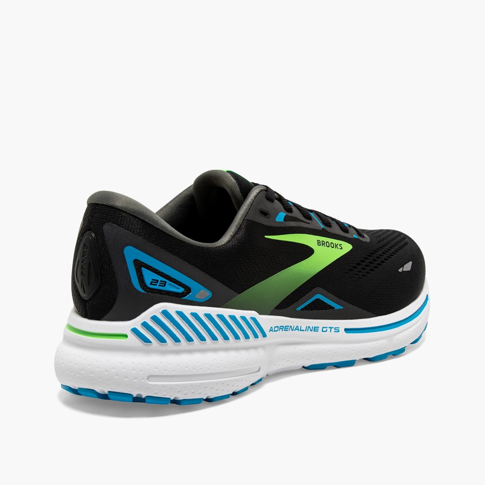 Men Brooks Adrenaline GTS 23 Running Shoes Black / Green | YOIF53069