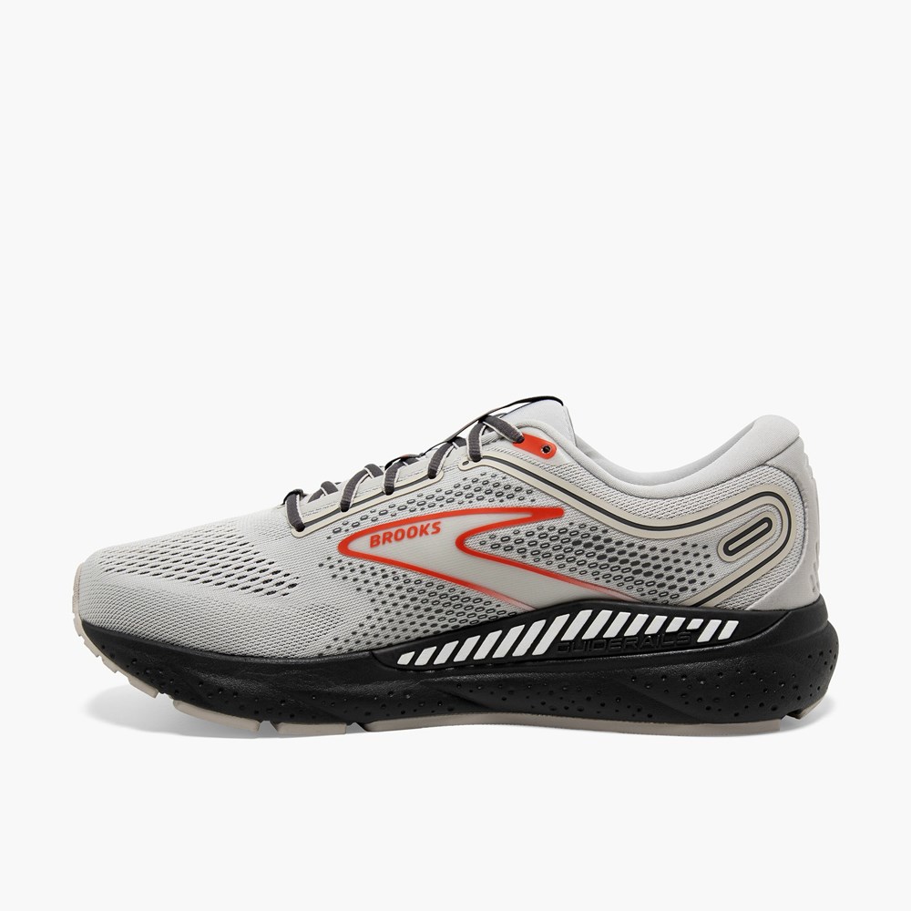 Men Brooks Beast GTS 23 Running Shoes Grey / Deep Red | NAGD60842