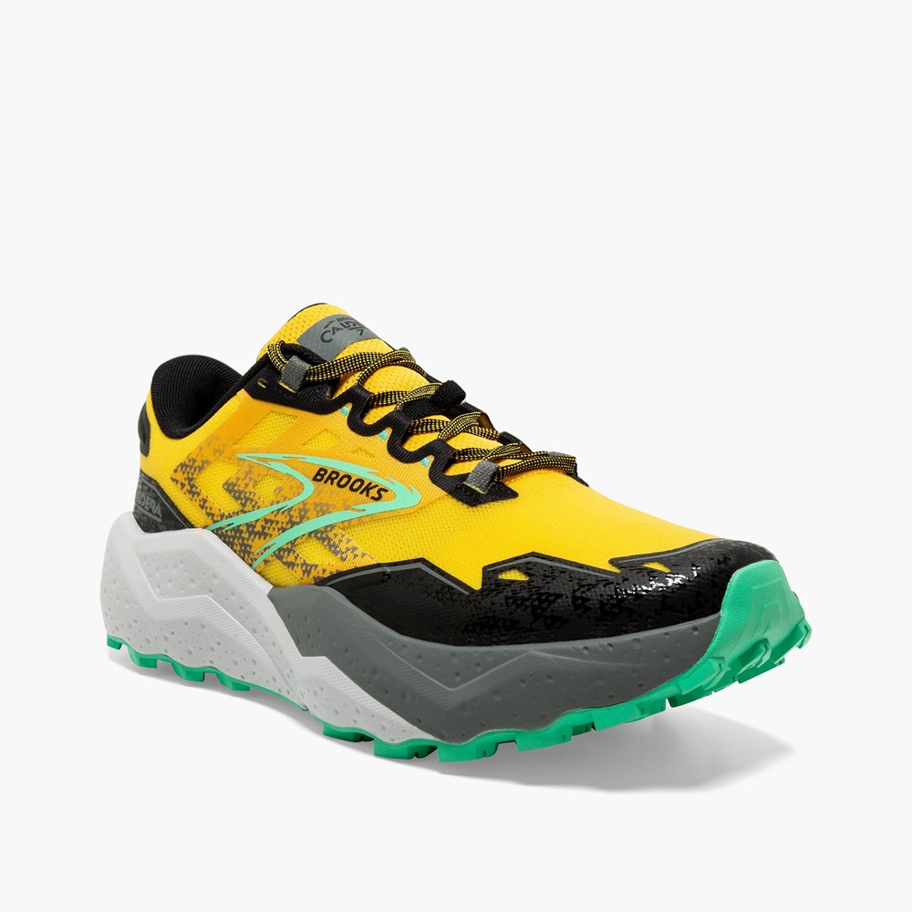 Men Brooks Caldera 7 Hiking Shoes Lemon / Black | PJHR13687