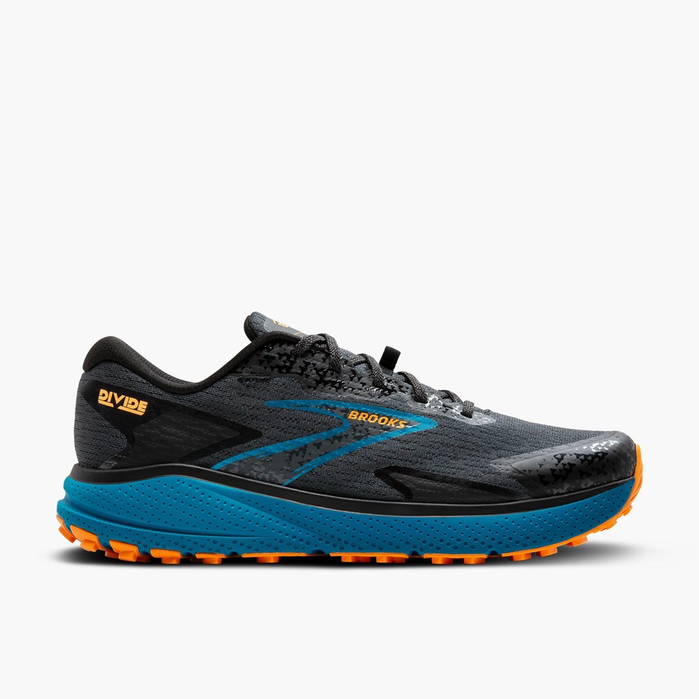 Men Brooks Divide 5 Trail Running Shoes Blue / Orange | FYMH59480