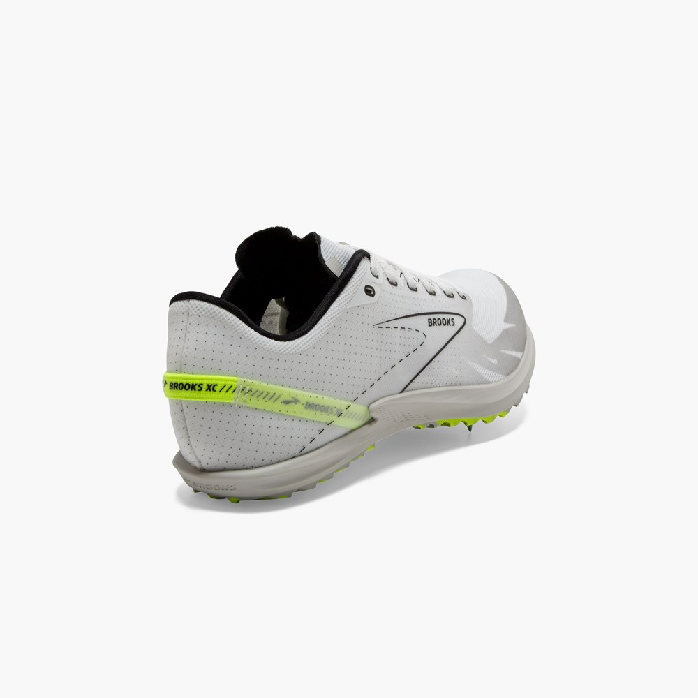 Men Brooks Draft XC Cross Country with Spikes Running Shoes White / Black | FJRQ74905