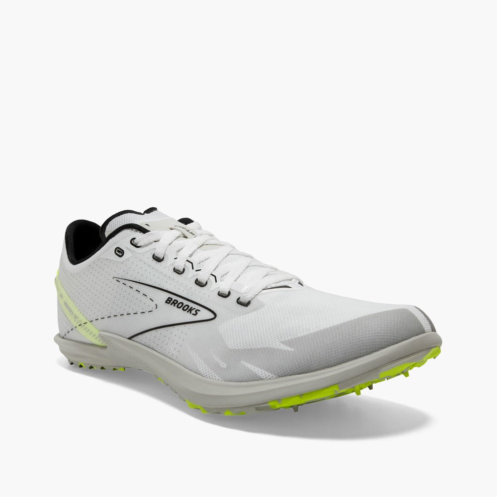 Men Brooks Draft XC Spikeless Cross Country Track Spikes White / Black | IBRD01365 