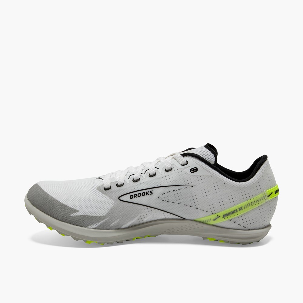 Men Brooks Draft XC Spikeless Cross Country Track Spikes White / Black | IBRD01365 