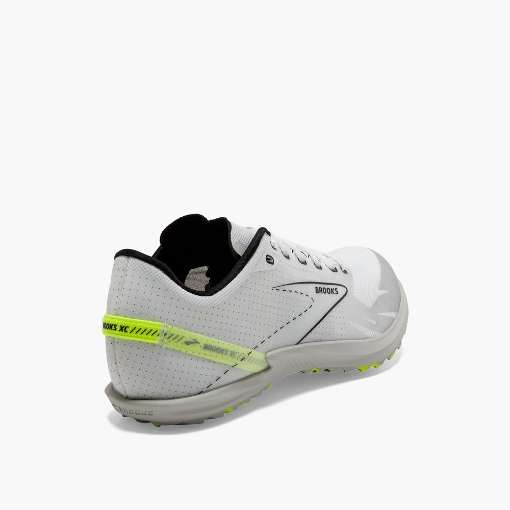 Men Brooks Draft XC Spikeless Cross Country Track Spikes White / Black | IBRD01365 