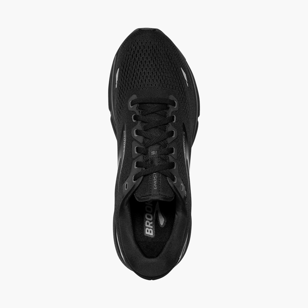 Men Brooks Ghost 15 Walking Shoes Black / Black | BWUK17803