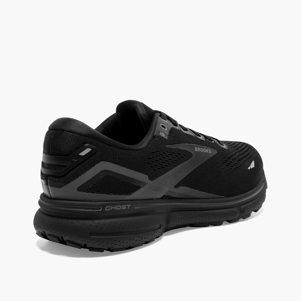 Men Brooks Ghost 15 Walking Shoes Black / Black | BWUK17803