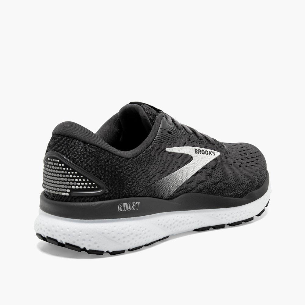 Men Brooks Ghost 16 Road Running Shoes Black / Grey / White | HDBJ84037