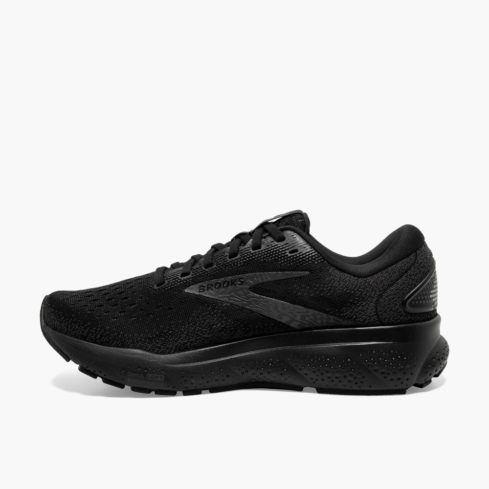 Men Brooks Ghost 16 Road Running Shoes Black / Black | VPUI47396