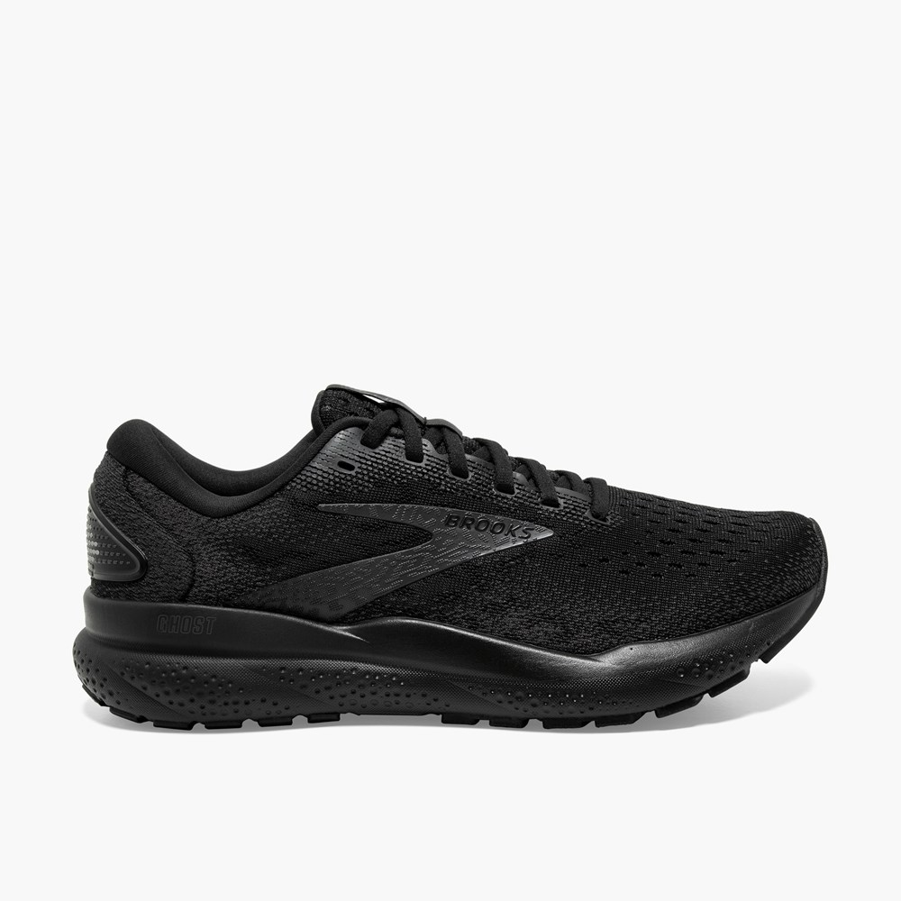 Men Brooks Ghost 16 Road Running Shoes Black / Black | VPUI47396