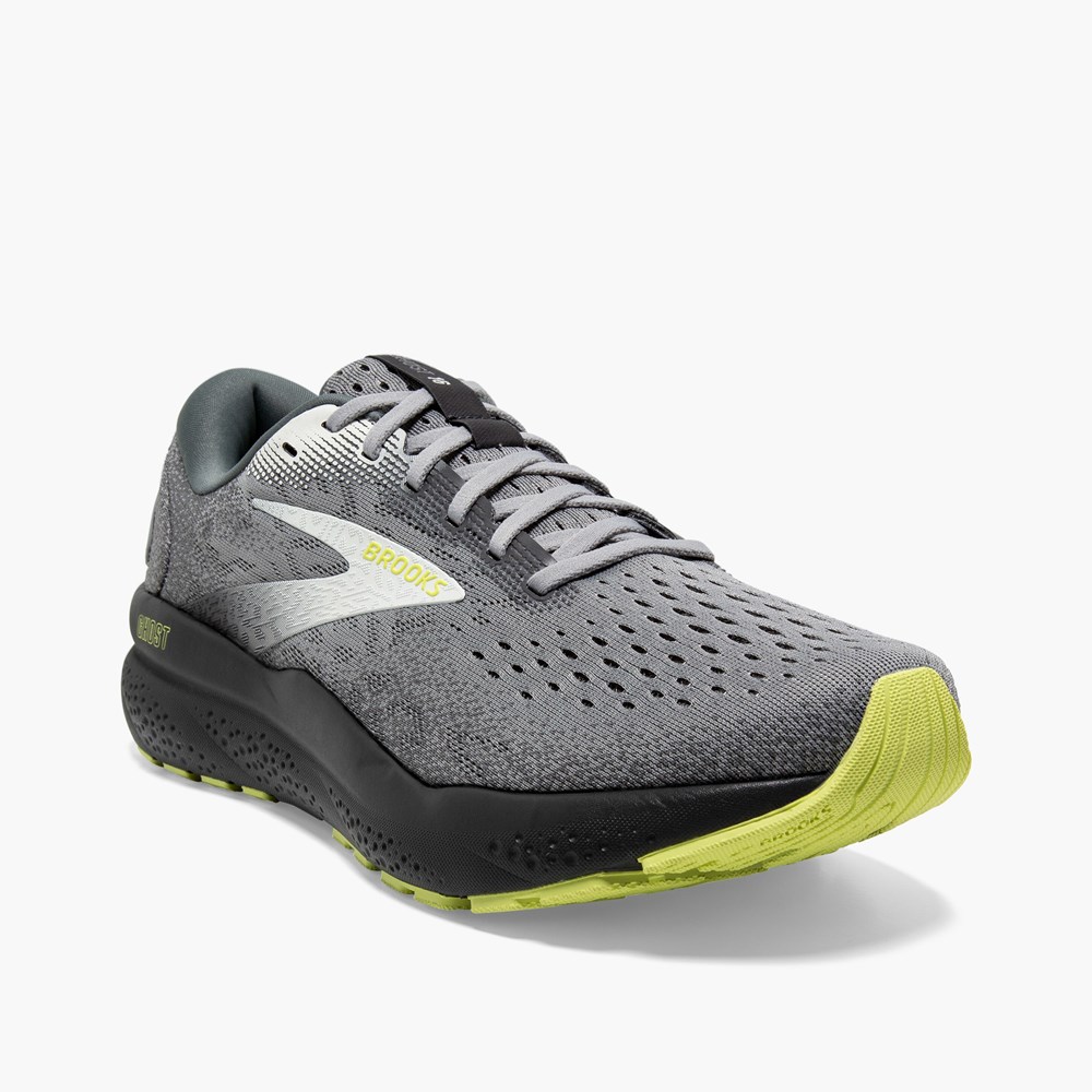 Men Brooks Ghost 16 Walking Shoes Grey / Light Green | HGVJ69830