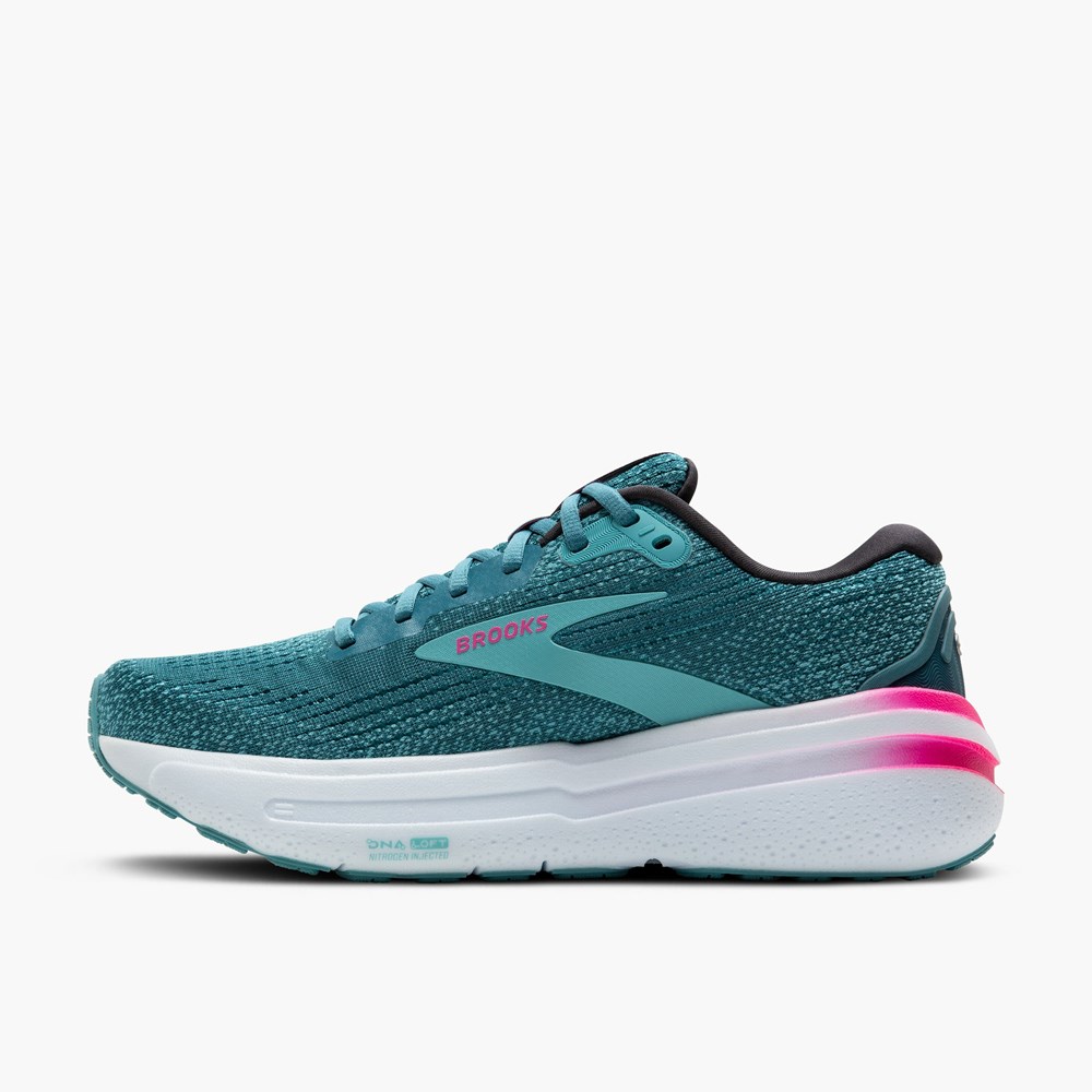 Men Brooks Ghost Max 2 Walking Shoes Blue / Pink / Light Turquoise | UICH29457