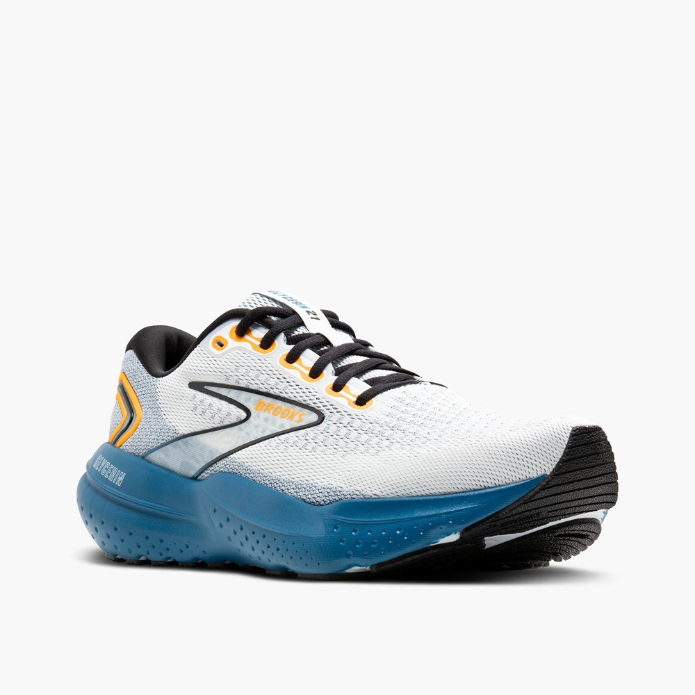 Men Brooks Glycerin 21 Road Running Shoes White / Blue / Orange | VSNA31502