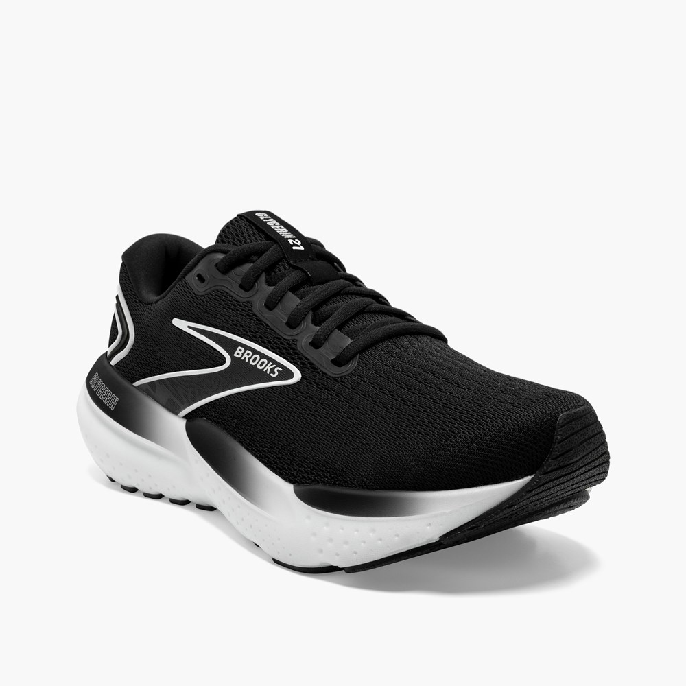 Men Brooks Glycerin 21 Running Shoes Black / Grey / White | CBID97205