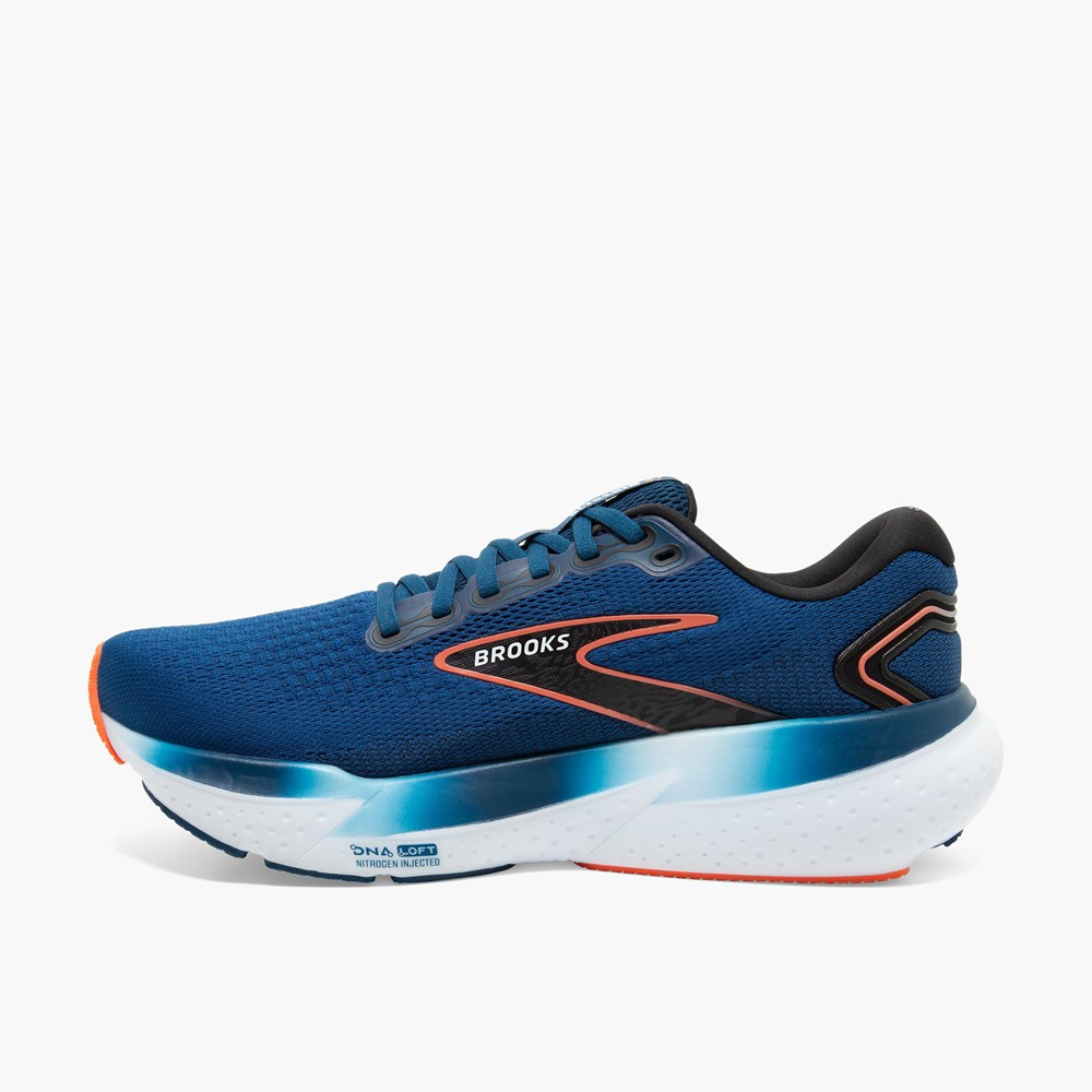 Men Brooks Glycerin 21 Walking Shoes Blue / Black | ZNVR49701