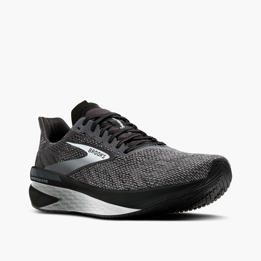 Men Brooks Hyperion GTS 2 Running Shoes Black / Grey | JFPH14278