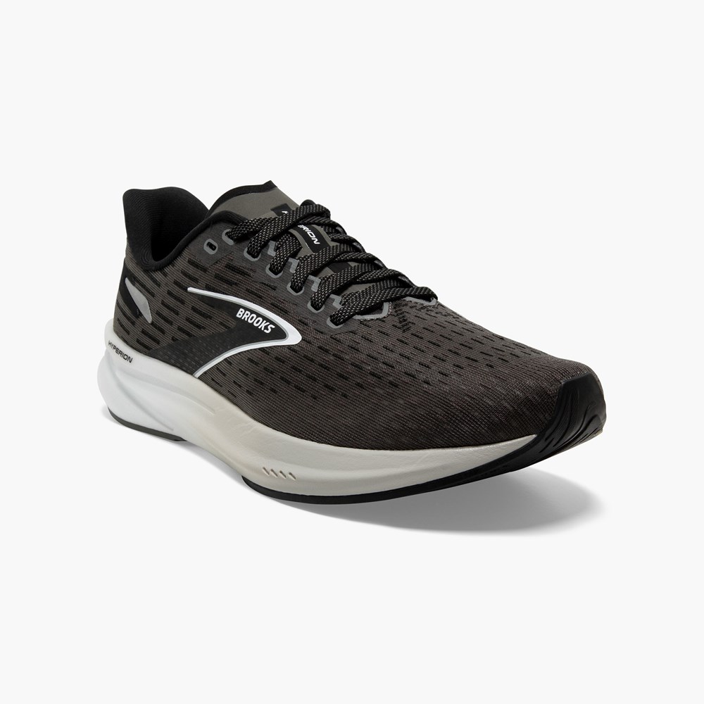 Men Brooks Hyperion Running Shoes White / Black | QAOF08362