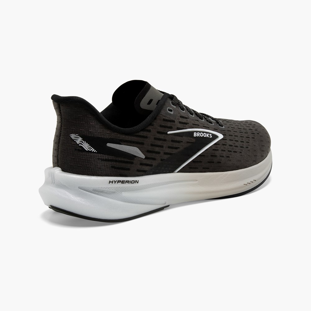 Men Brooks Hyperion Running Shoes White / Black | QAOF08362