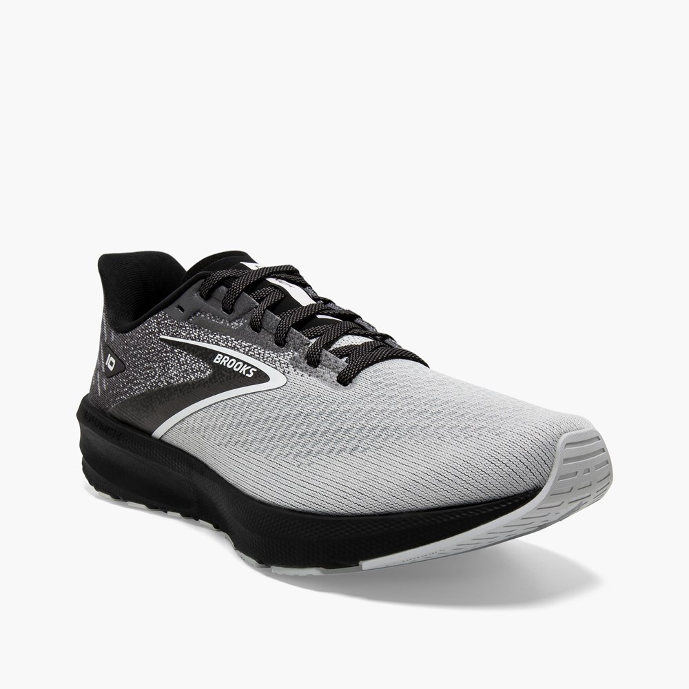 Men Brooks Launch 10 Running Shoes White / Black | QPEO02318