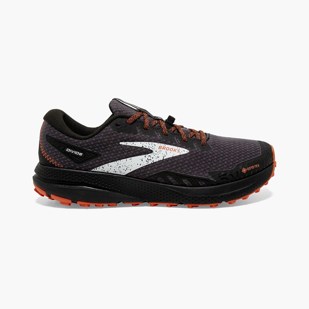 Men Brooks Light Trail Divide 4 GTX Trail Running Shoes Black / Black | EUMX98603