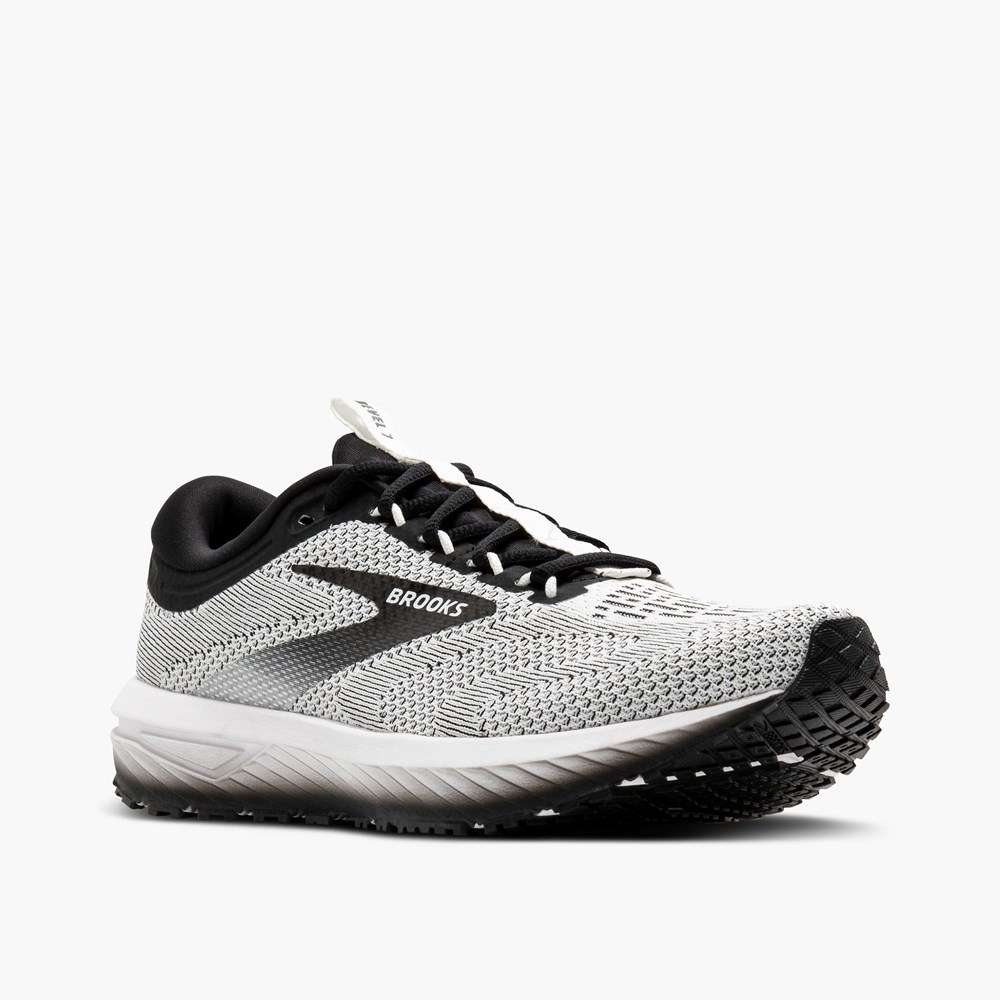 Men Brooks Revel 7 Road Running Shoes White / Black | HEDW39417